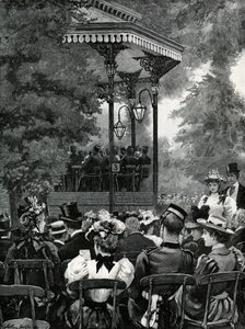 Friluftsmusik i London: Lytter til militærbandet i Hyde Park af Arthur Hopkins