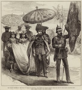 The Grand Chapter af Star of India i Calcutta, Prinsen af Wales, der går fra sit telt til Grand Chapter Telt af Arthur Hopkins