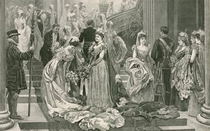 Sæsonens første tegnestue ved foden af den store trappe ved Buckingham Palace af Arthur Hopkins