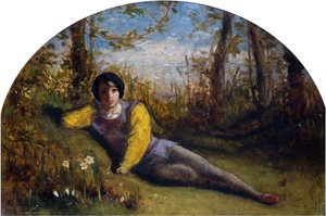 Den unge digter - oliestudie, 1849. af Arthur Hughes