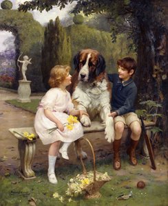 Børn med en St. Bernard
