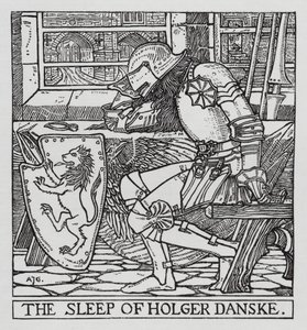 Hans Christian Andersen: Holger Danske (litho) af Arthur Joseph Gaskin