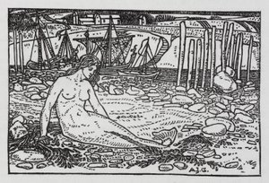 HC Andersen: Den lille havfrue (litho) af Arthur Joseph Gaskin