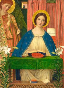 Bebudelsen (tempera med bladguld på hævet værktøjsgesso på træpanel) af Arthur Joseph Gaskin