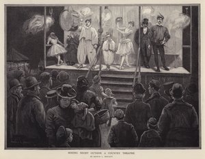 Boksenat udenfor et landteater (litho) af Arthur L. Hewlett