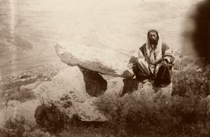 Dysse og mand, vest for Hesban (Heshban), 1881 af Arthur M. Mantell
