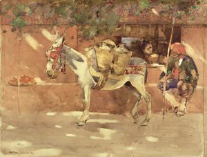 A Byway in Granada, 1891 (wc på papir) af Arthur Melville