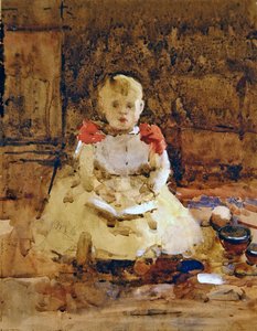 A Young Boy Reading (akvarel og blyant på papir) af Arthur Melville