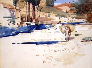 Vaskekvinder på Darro (akvarel)
