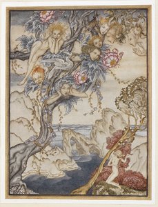 ACT III: Scene II, linje 144 Øen er fuld af lyde, lyde og sød luft, der giver glæde og ikke gør ondt. af Arthur Rackham
