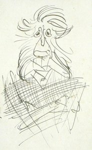 Et grotesk behåret hoved (pen og blæk på papir) af Arthur Rackham