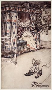 Et gardinforedrag er alle verdens prædikener værd for at lære dyderne tålmodighed og langmodighed. fra Rip Van Winkle af Washington Irving, pub. 1910 af Arthur Rackham