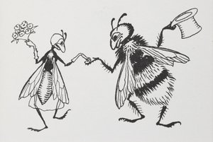 En flue og bi bliver gift. af Arthur Rackham
