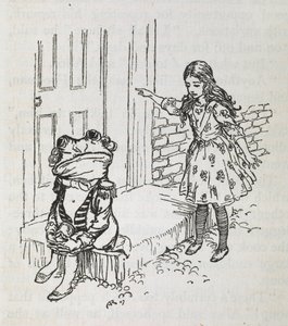 Alice og en frø klædt ud som fodgænger af Arthur Rackham