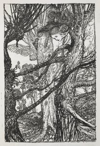 Alice som en slange, der taler med en due af Arthur Rackham