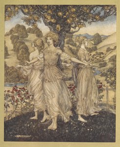 Alt sammen midt i havens messe, Hesperus, og hans døtre tre, der synger om det gyldne træ«.