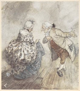 Et gammelt par i formelt tøj, der skal til at danse af Arthur Rackham