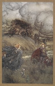 Og nu mødes de aldrig i lund eller grønt, ved springvandet klart, eller spranget stjernelys, men de gør firkantet«. En scene fra 