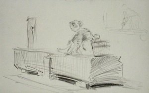 Ved pumpen (blyant på papir) af Arthur Rackham