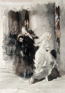 Ved brylluppet (akvarel på papir) af Arthur Rackham