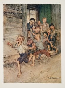 Sprænger frem som en legion af unge imps, fra The Legend of Sleepy Hollow af Washington Irving (1783 - 1859), pub. 1928 af Arthur Rackham