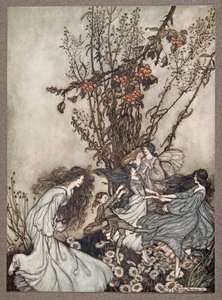 Fairies never say We feel happy, what they say is We fall dancey, fra Peter Pan i Kensington Gardens af J M Barrie (1860 - 1937), pub. 1906 af Arthur Rackham