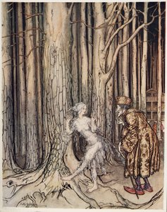 Fitchers Bird, fra Lillebror & Lillesøster og andre fortællinger af brødrene Grimm, pub.1917 af Arthur Rackham