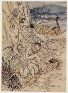 For hver bagatel bliver de sat over mig, illustration fra William Shakespeares The Tempest, pub. 1926 af Arthur Rackham
