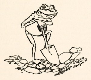 Frø med en spade fra Gullivers Travels af Jonathan Swift af Arthur Rackham