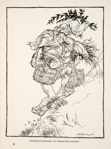 Han stønnede konstant og besteg bjerget fra Little Brother & Little Sister and Other Tales af brødrene Grimm, pub.1917 (litho) af Arthur Rackham