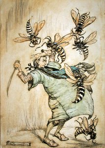 Gullivers kamp med hvepsene af Arthur Rackham