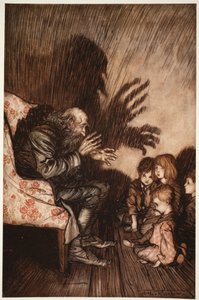 Han foretrak at blive venner blandt den opvoksende generation, som han snart voksede til stor fordel hos., fra Rip Van Winkle ved Washington Irving, pub. 1910 af Arthur Rackham