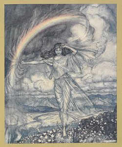 Iris der, med fugtig bue«. af Arthur Rackham