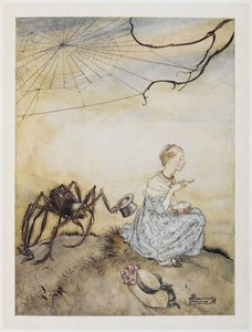Lille Miss Muffet af Arthur Rackham