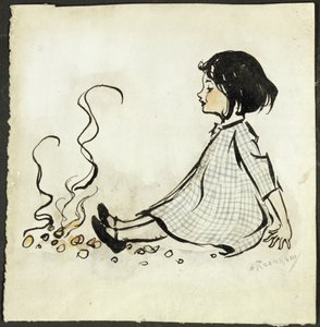 Little Polly Flinders (pen og blæk & wc på papir) af Arthur Rackham