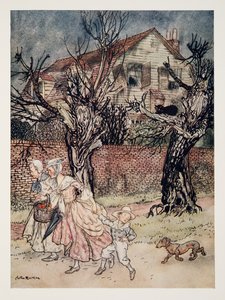Forunderlige fortællinger om Haunted Fields og Haunted Brooks og Haunted Houses fra The Legend of Sleepy Hollow af Washington Irving (1783 - 1859), pub. 1928 af Arthur Rackham