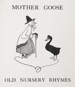 Gåsemor. Gammel dame med gås. af Arthur Rackham