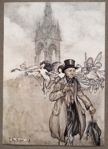 Old Mr Salford var et krabbeæble af en gammel herre, der vandrede hele dagen i haven, fra Peter Pan i Kensington Gardens af J M Barrie (1860 - 1937), pub. 1906 af Arthur Rackham