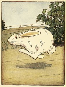 Peter holdt aldrig op med at løbe, fra The Tale of Peter Rabbit, pub. 1916 (farve litho) af Arthur Rackham