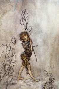 Stykkets puckkarakter. Illustration til Drømmen om en sommernat af William SHAKESPEARE af Arthur Rackham