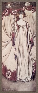 Dronning Mab, der regerer i haverne .., fra Peter Pan i Kensington Gardens af J M Barrie (1860 - 1937), pub. 1906 af Arthur Rackham