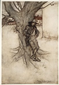 Rips søn, en præcis pendant til ham selv, da han gik op ad bjerget., fra Rip Van Winkle af Washington Irving, pub. 1910 af Arthur Rackham