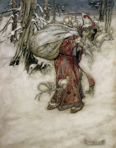 Julemanden, illustration fra Arthur Rackhams Billedbog, 1907, udgivet 1913 (pen, blæk & wc på papir) af Arthur Rackham