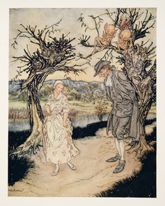 Saunting along in the Twilight.., fra The Legend of Sleepy Hollow af Washington Irving (1783 - 1859), pub. 1928 af Arthur Rackham