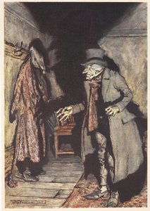 Joakim i sit hus om natten af Arthur Rackham