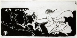 Starlight Frolics (pen og blæk på papir) af Arthur Rackham