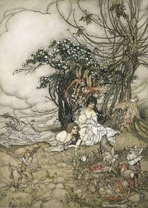 The Changeling, 1905 (wc & pen og blæk på papir) af Arthur Rackham