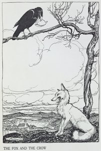 The Fox and the Crow, illustration fra 
