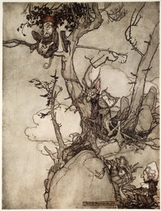 Kaatsberg- eller Catskill-bjergene har altid været en region fuld af fabel., fra Rip Van Winkle af Washington Irving, pub. 1910 af Arthur Rackham