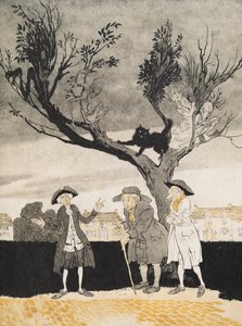 The Men of Sleepy Hollow (Inside Cover) fra The Legend of Sleepy Hollow af Washington Irving (1783 - 1859), pub. 1928 af Arthur Rackham